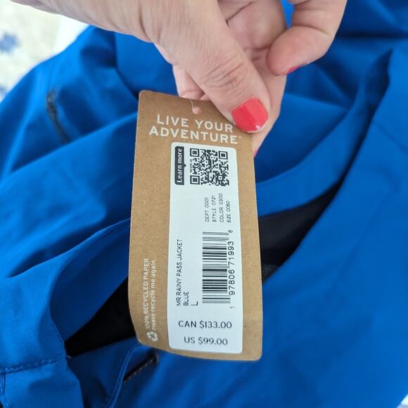 NEW Men's Eddie Bauer Royal Blue Hooded Jacket Large Outdoors TWO SPOTS - Picture 6 of 7